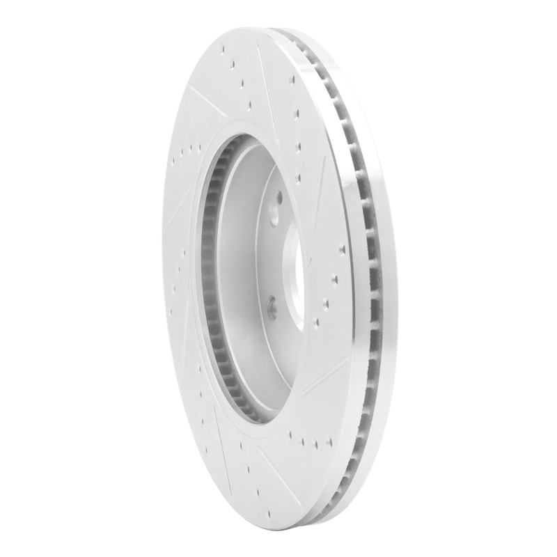 Cadillac Vistiq Brake Rotor (1) - Front Left - R1 Concepts - Drilled & Slotted - Silver - `19-`26